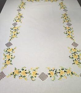 Nappe brodée main - Mimosa - 170 x 220 cm-11801