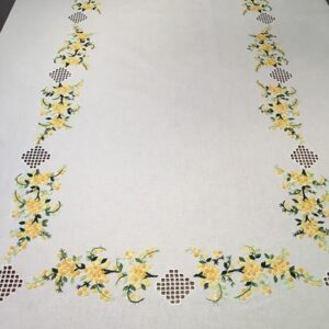 Nappe brodée main - Mimosa - 170 x 270 cm-11805